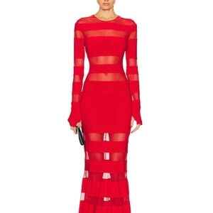 Norma Kamali Spliced Red Fishtail Gown